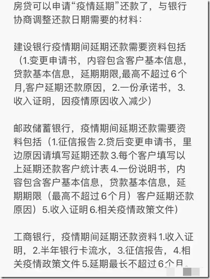 国内几家银行疫情期间可以延期还款