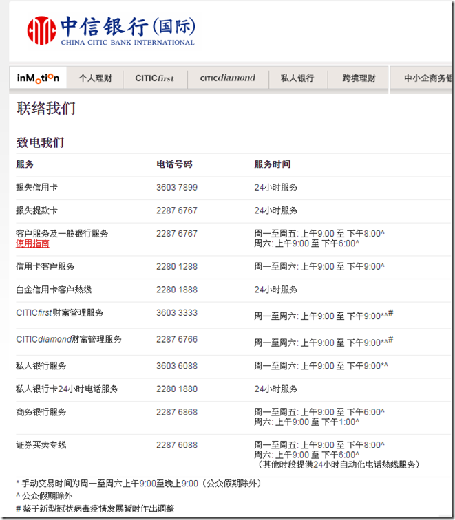 中信銀行國際客服電話 中信銀行國際客服電話